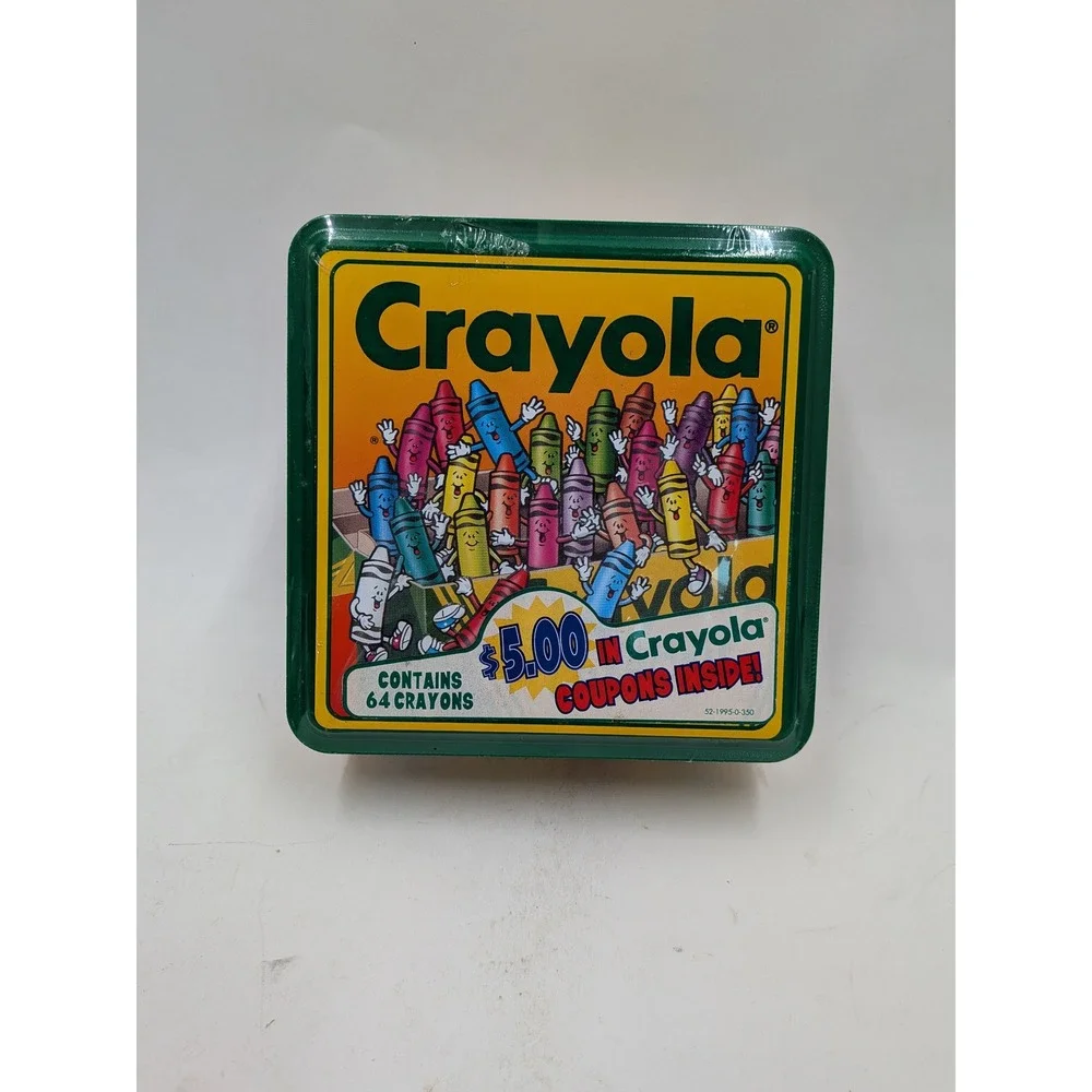 Vintage 1995 Crayola Crayon Collectible Tin 64 Count Storage Binney & Smith 1995